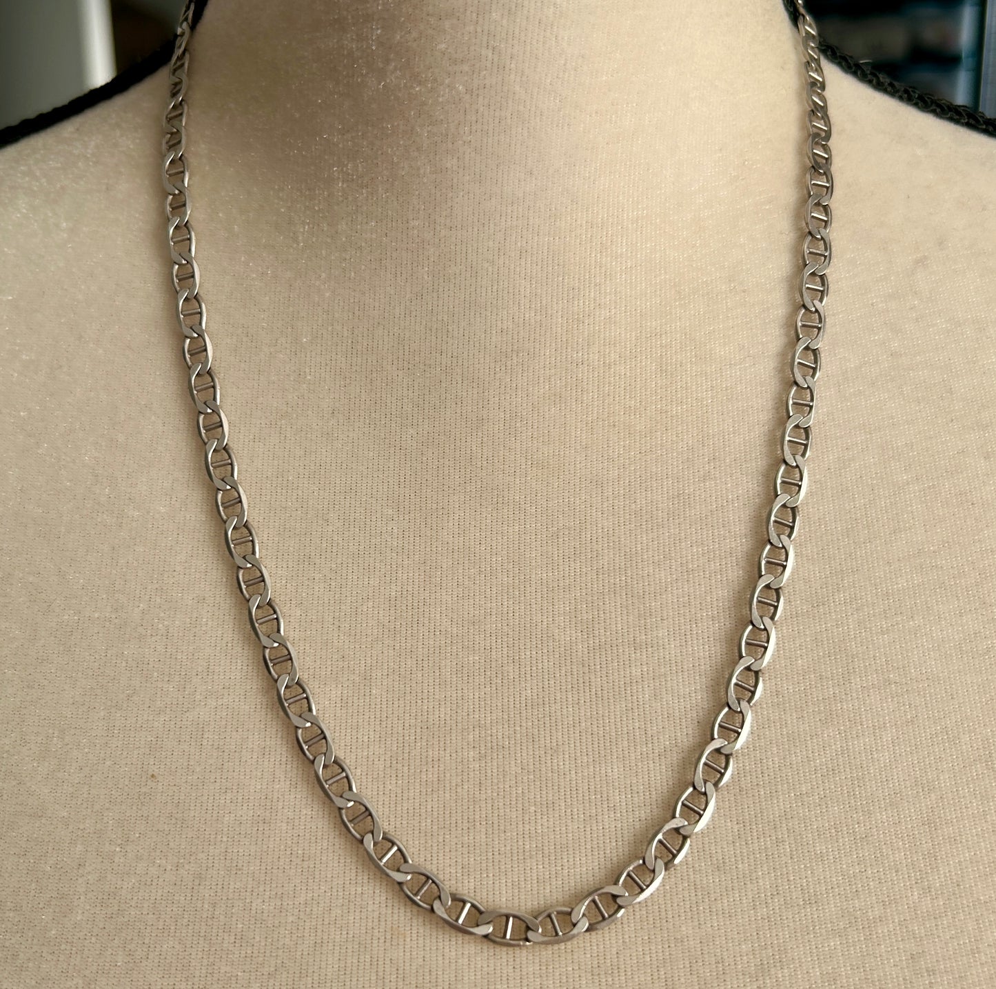 Sterling Silver 925 Anchor Chain Link Necklace 22" Long