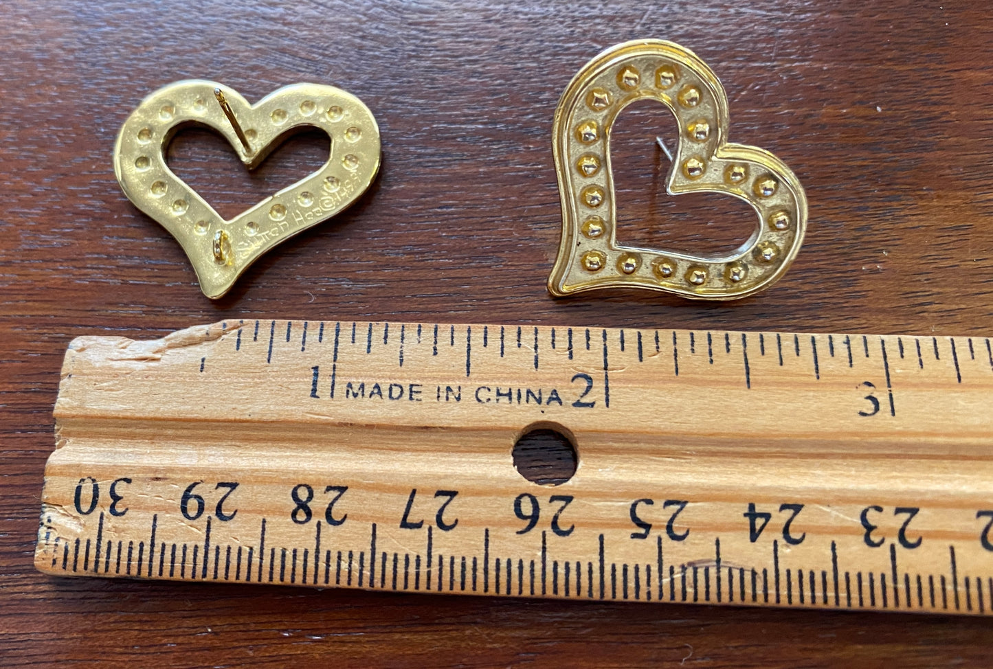 Vintage Carlton Ridge for Sutton Hoo Gold Plated Heart Cut Out Earrings