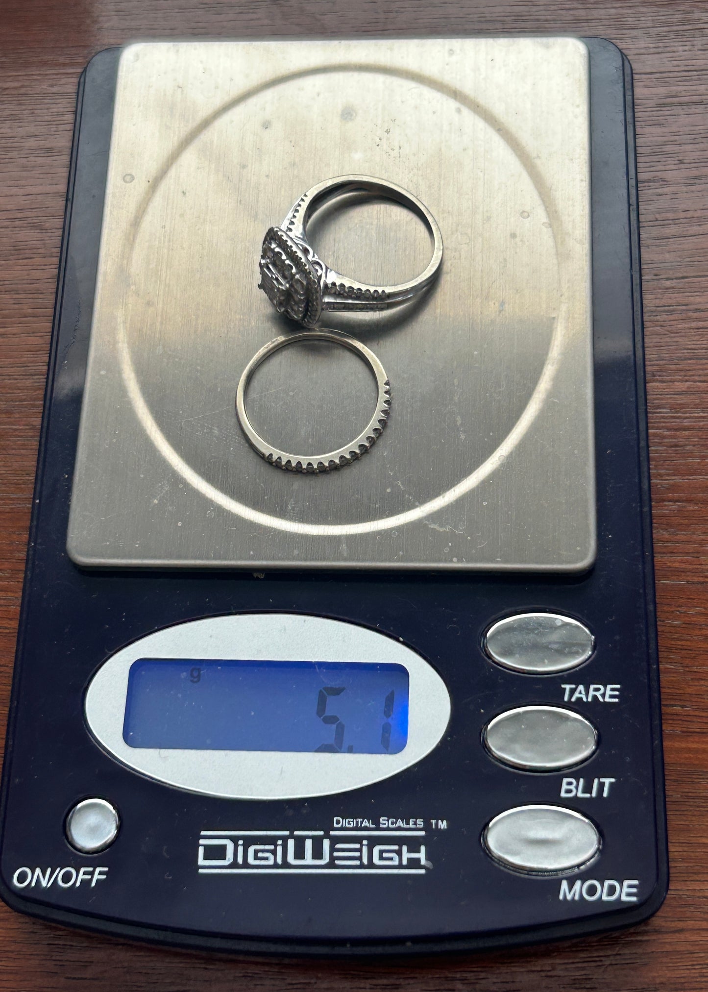 10k White Gold .75ctw Diamond Engagement Wedding Ring Set Sz 6.5 Signed GDM