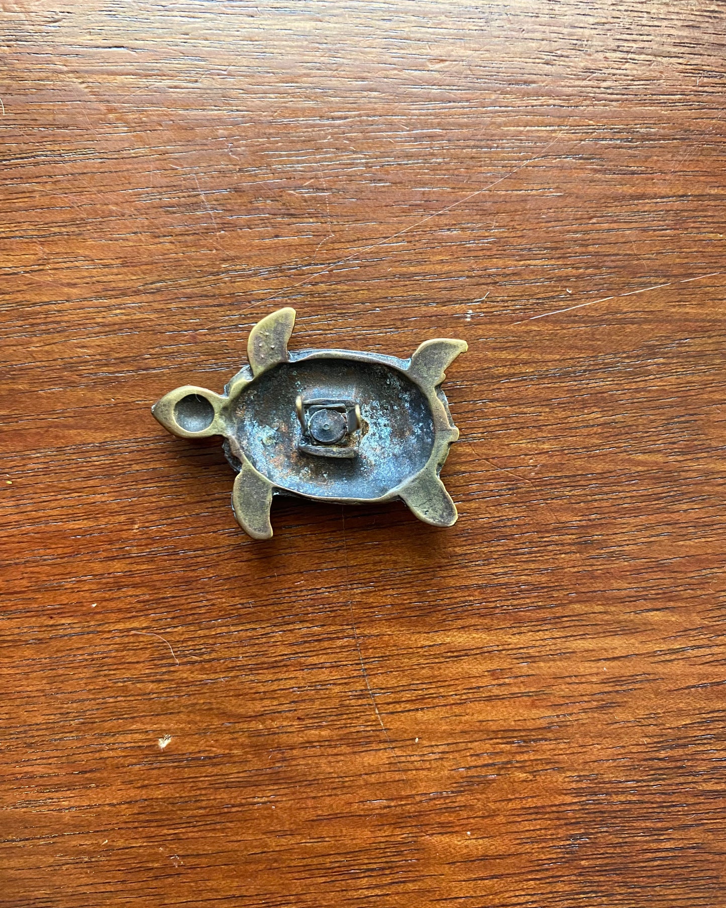 Vintage Brass Turtle Button Lapel Pin