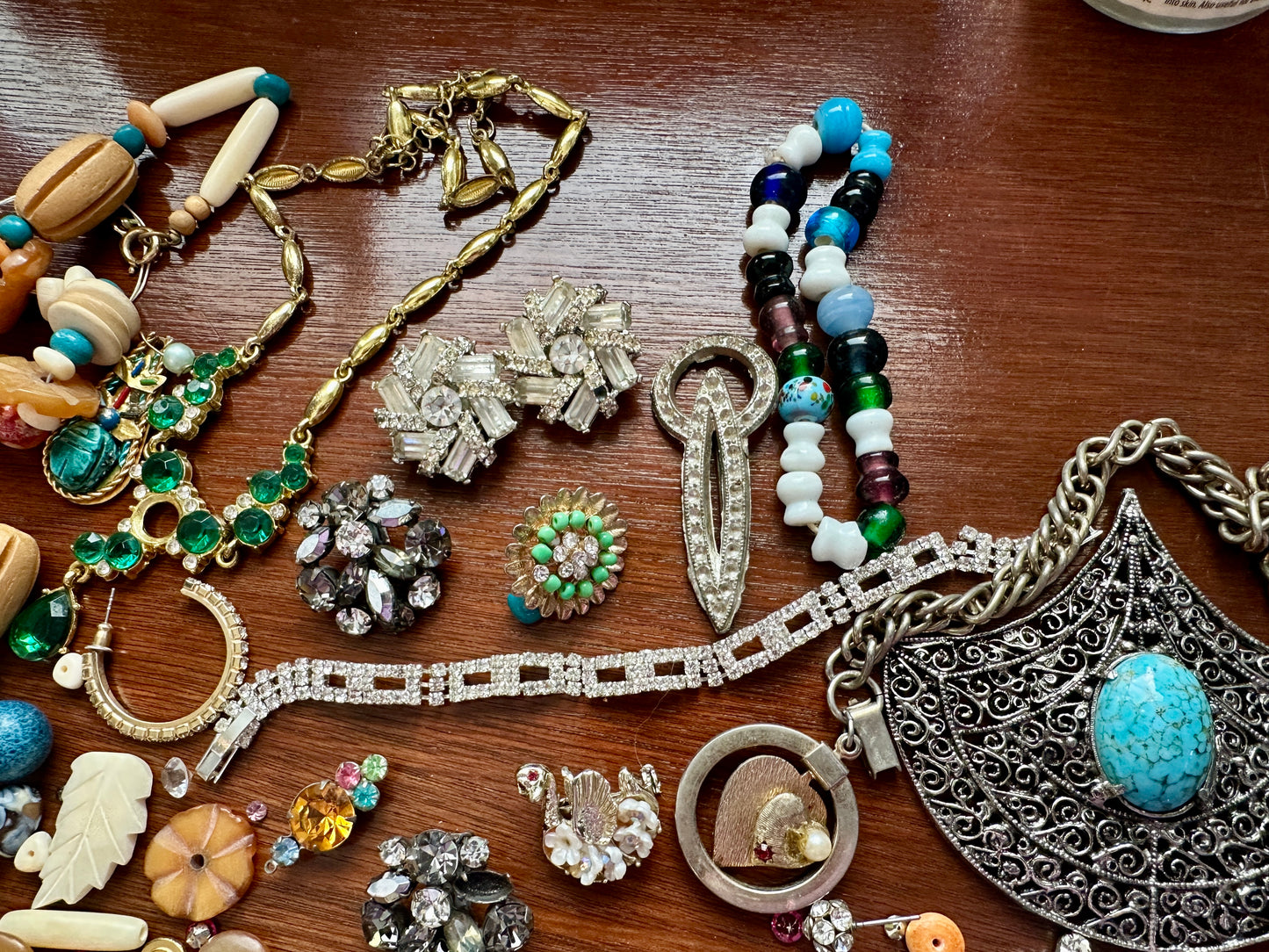 Vintage Jewelry Lot Rhinestone Bead Harvest Craft Cabochon Stone Broken