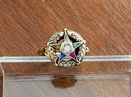 Vintage 10k Yellow Gold Star Glass Stone Ring Sz 6
