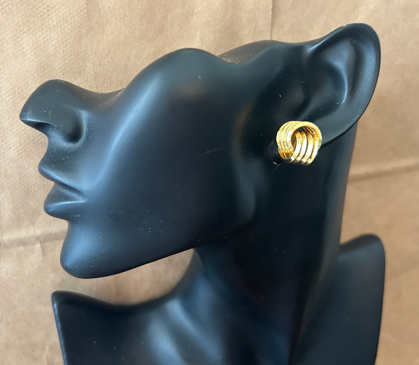 Vintage Gold Tone Large Knot Pierced Stud Earrings