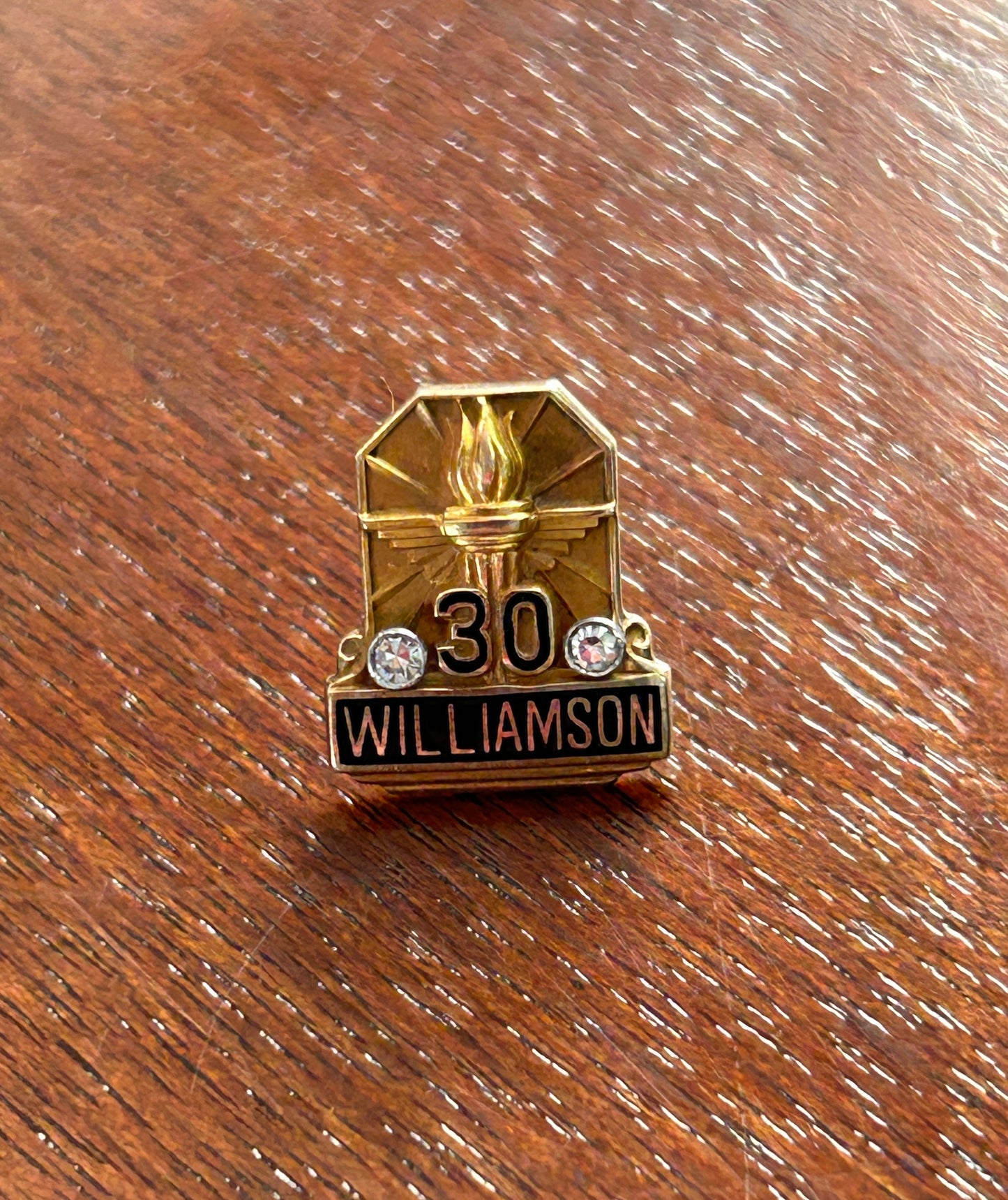 Vintage 10k Yellow Gold Diamond Williamson Employee Service Lapel Pin Pinback