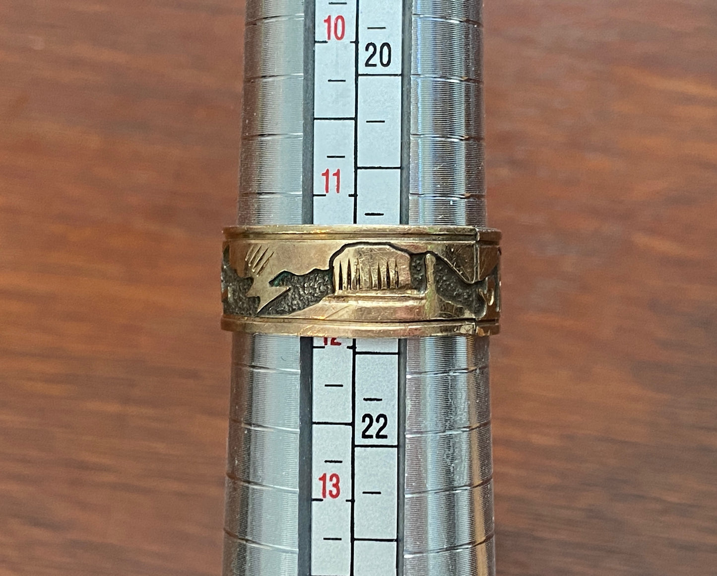 Signed OP Sterling Silver Gold Filled Storyteller Band Ring Sz 11.5