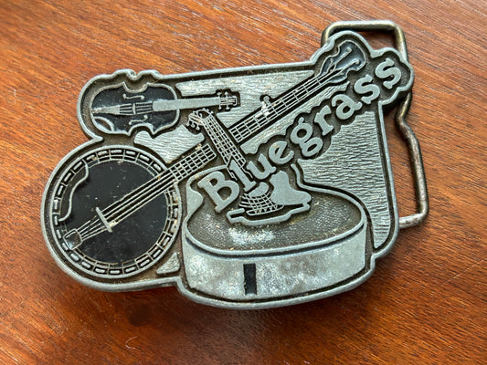 Vintage Bluegrass Guitar Fiddle Banjo Brass Belt Buckle