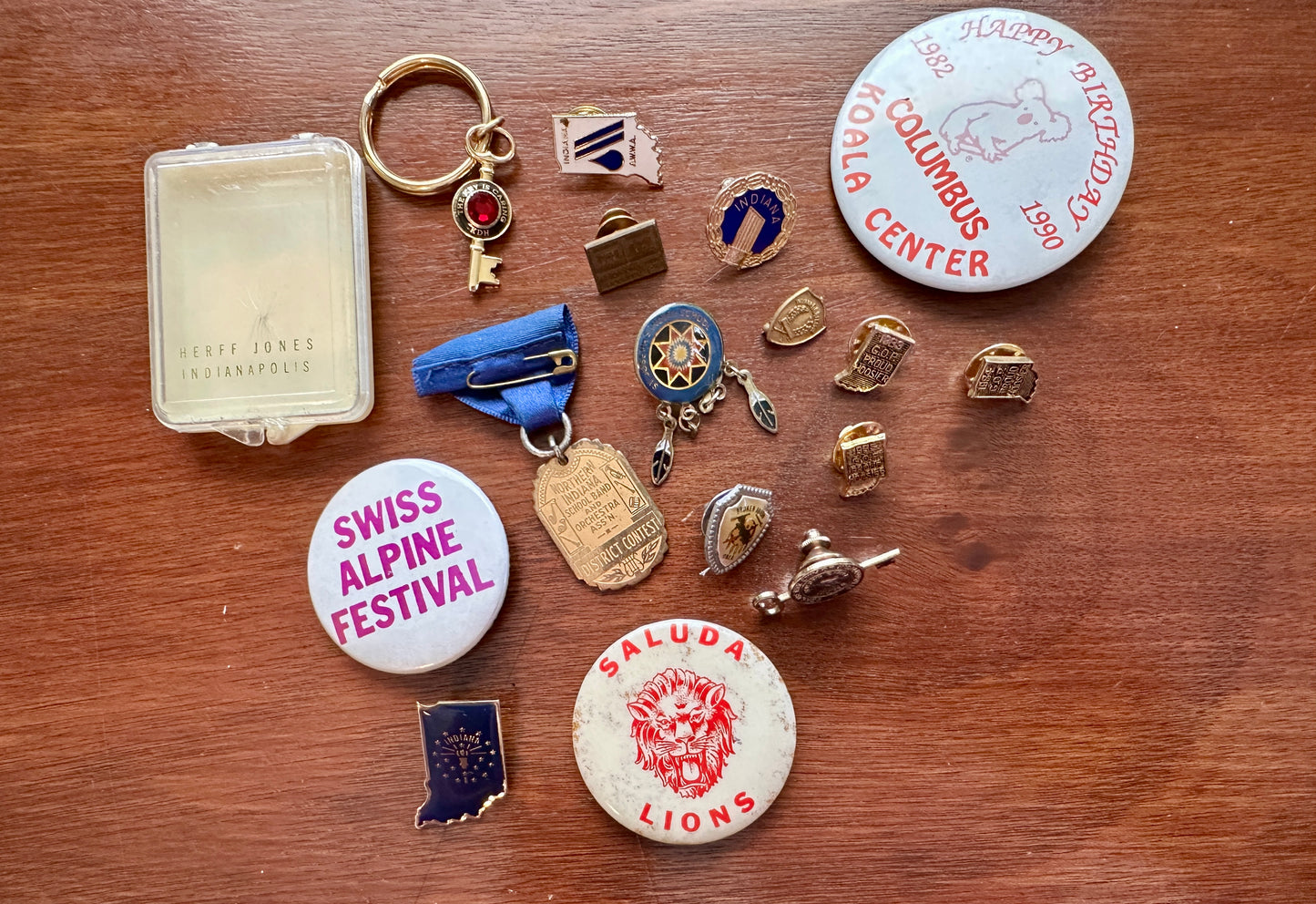 Vintage State of Indiana Lot Souvenir Pinbacks Medals Lapel Pins Pinbacks & More