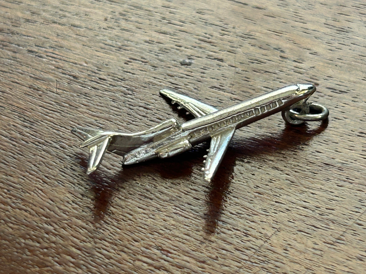 Silver Tone Aeroplane Airplane Jet Boeing Necklace Pendant