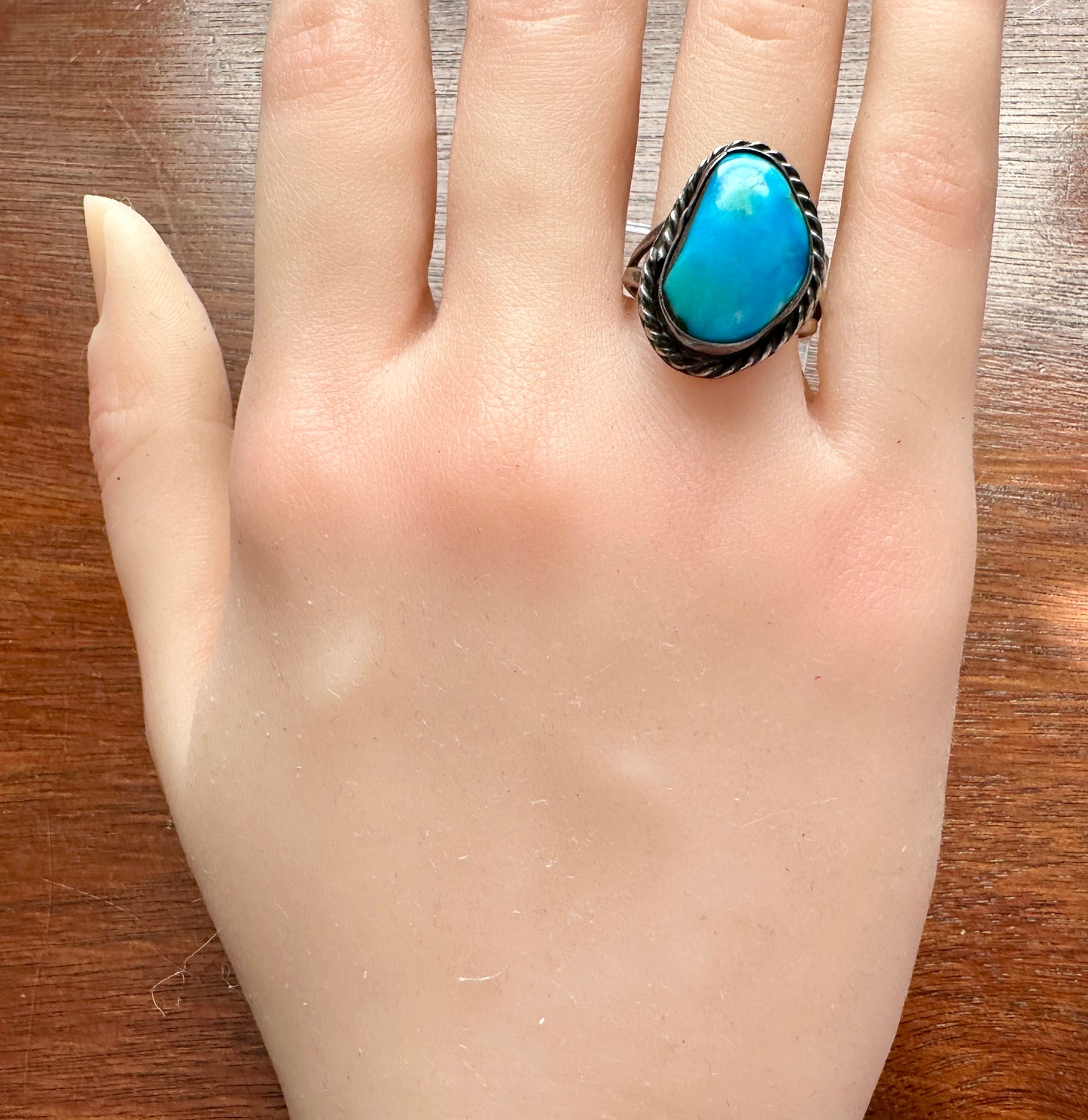 Old Pawn Sterling Silver 925 Turquoise Cabochon Ring Sz 7