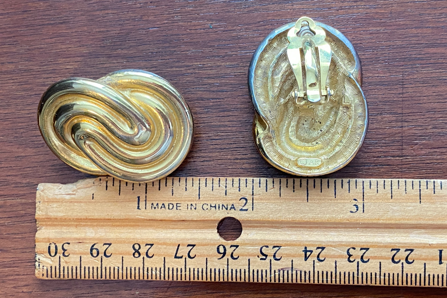 Vintage Gold Tone Signed Anne Klein Knot Large Clip on Earrings