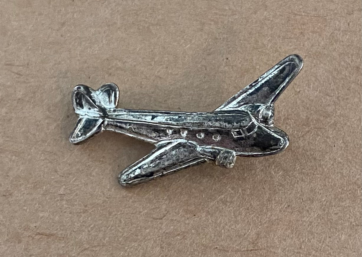 Sterling Silver 925 Airplane Boeing Jet Brooch Pin