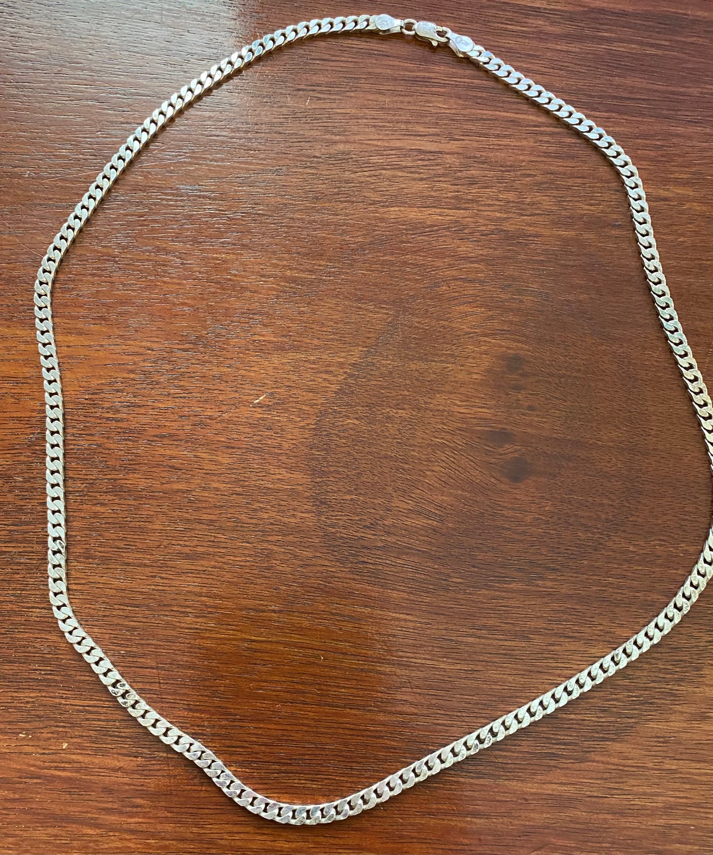 MR Signed Sterling Silver Flat S Link Chain Necklace 4mm Wide x 20" Long