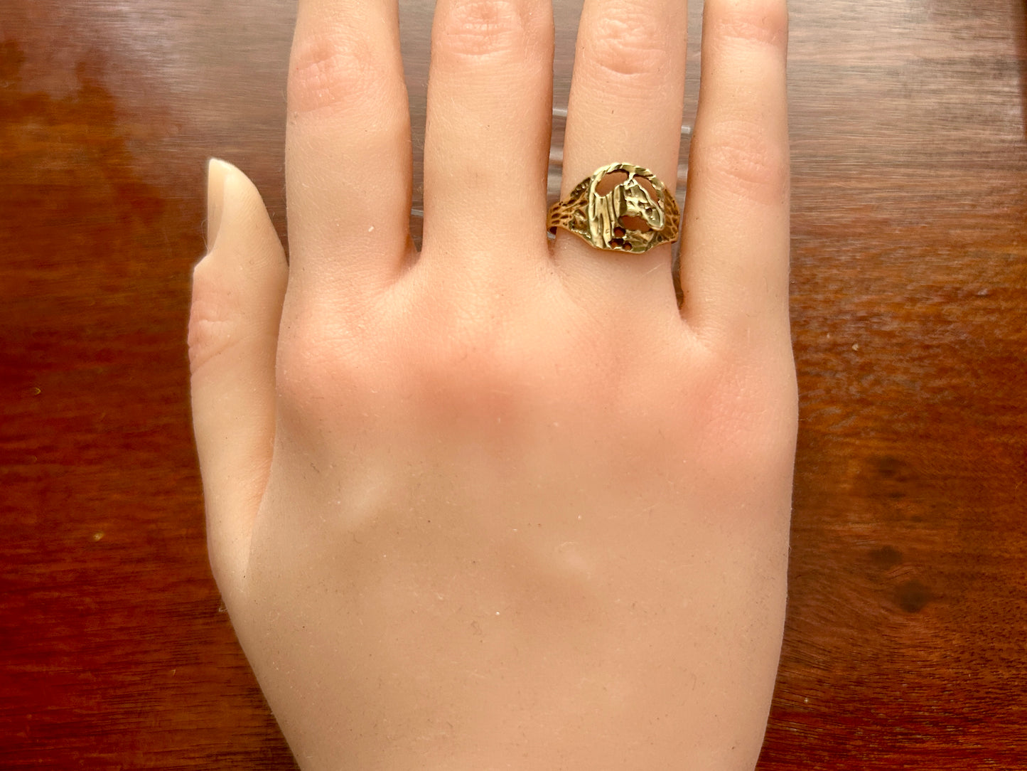 Vintage 10k Yellow Gold Abstract Horse Silhouette Band Ring Sz 6.5