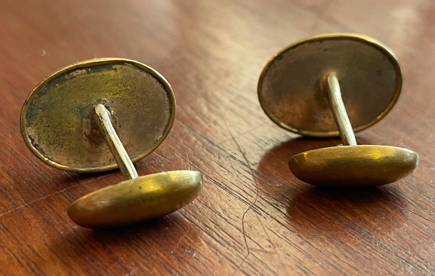 Vintage Gold Tone Art Deco Style Cufflinks Blue Stone