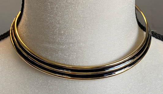 Vintage Gold Black Tone Modern Style Collar Necklace