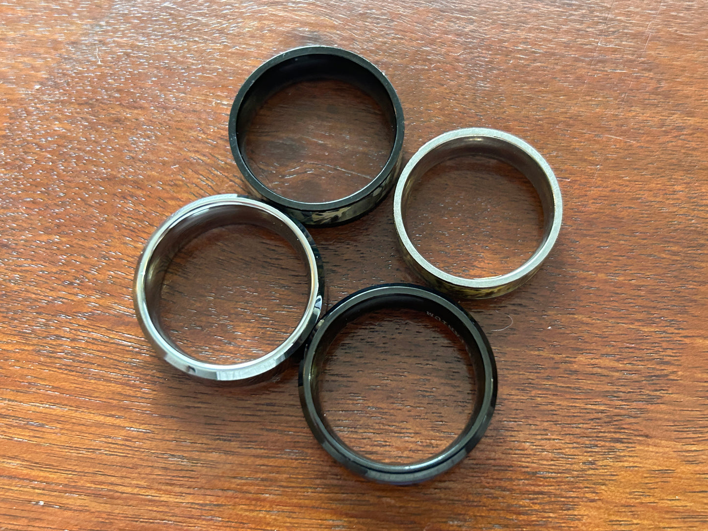 Lot of 4 Titanium Men's Rings Silver Black & Camo