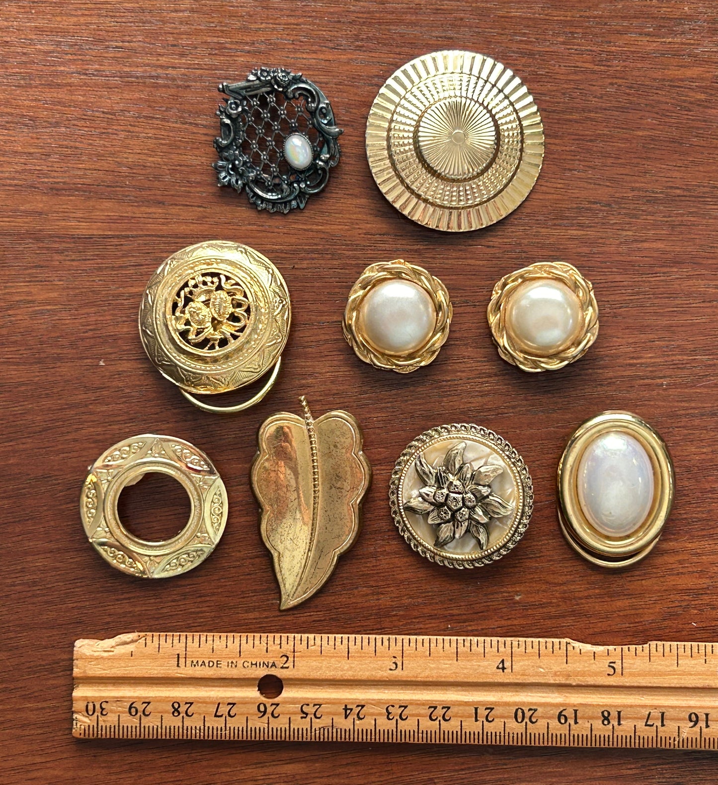 Vintage Scarf Shoe Clip Lot Gold Tone Pearl Cabochon Gunmetal