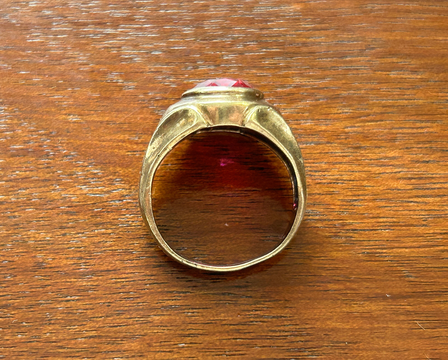 Vintage Men's Dason 10k Yellow Gold Simulated Ruby Signet Ring Sz 8