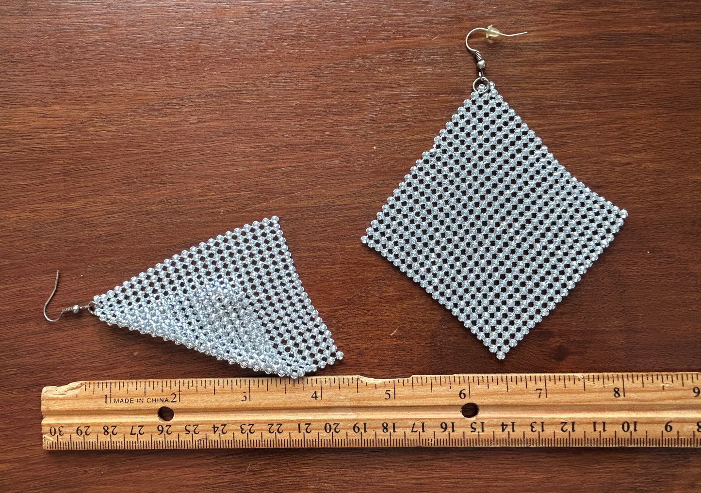 Vintage Silver Tone Mesh French Hook Pierced Earrings