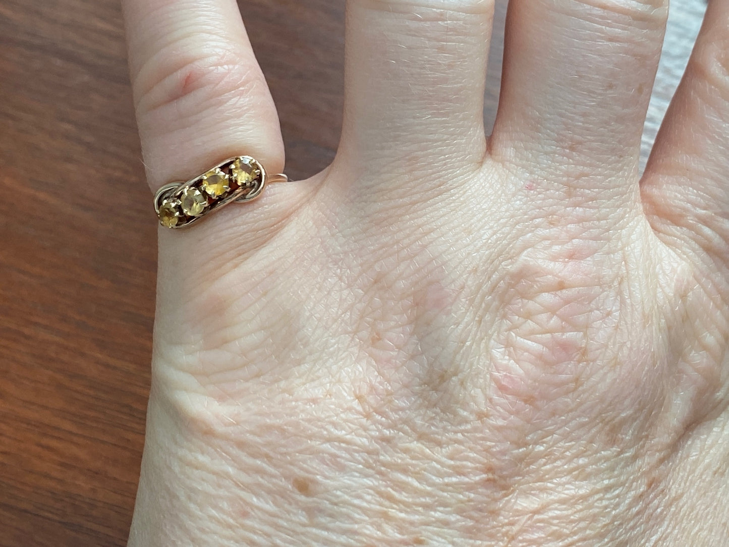 Vintage 10k Yellow Gold Prong Set Citrine Ring Sz 4.25