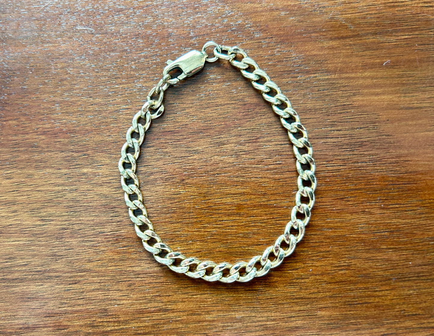 Vintage 1/20 12k Yellow Gold Filled Curb Chain Link Bracelet 6.5" Long