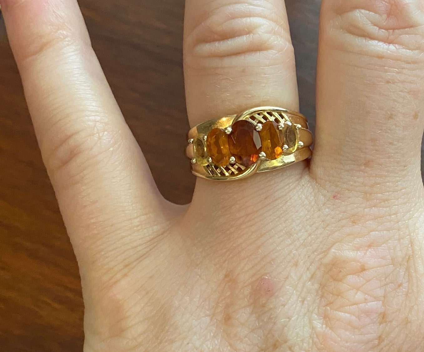 14k Yellow Gold Madeira Citrine Ombre 5 Stone Ring Sz 7.75