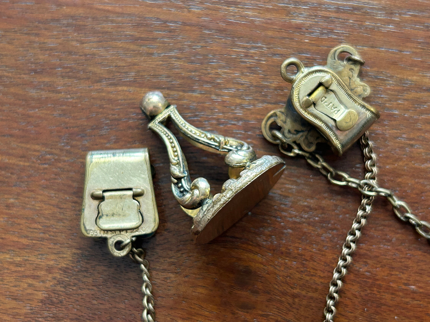 Vintage Antique Gold Filled Pocket Watch Chain Fob Clip