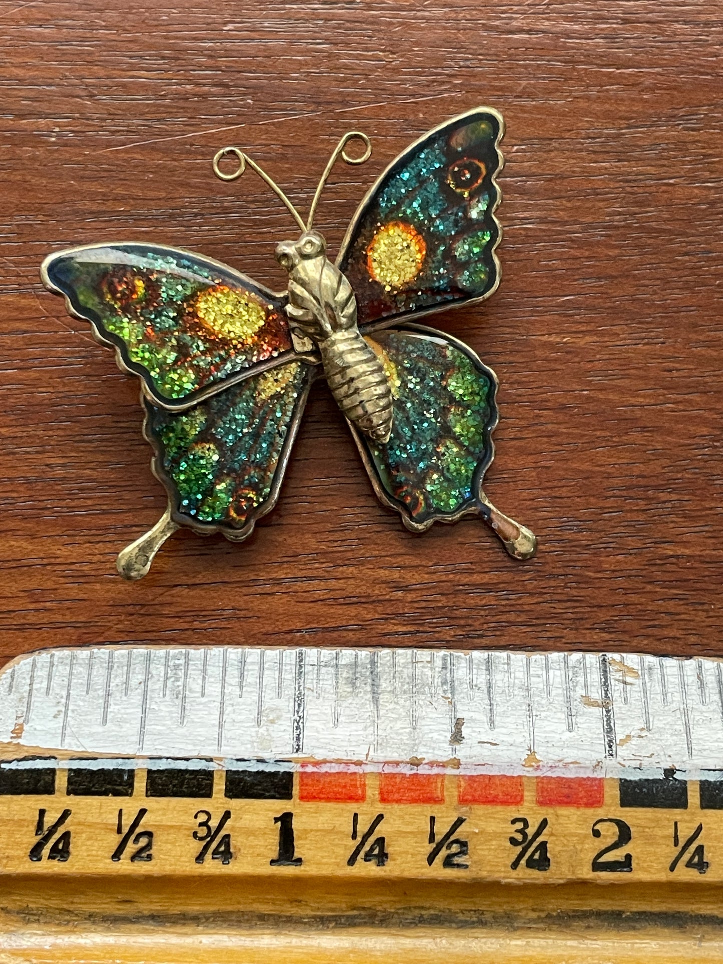 Vintage Gold Tone Colorful Enamel Butterfly Brooch Lapel Pin