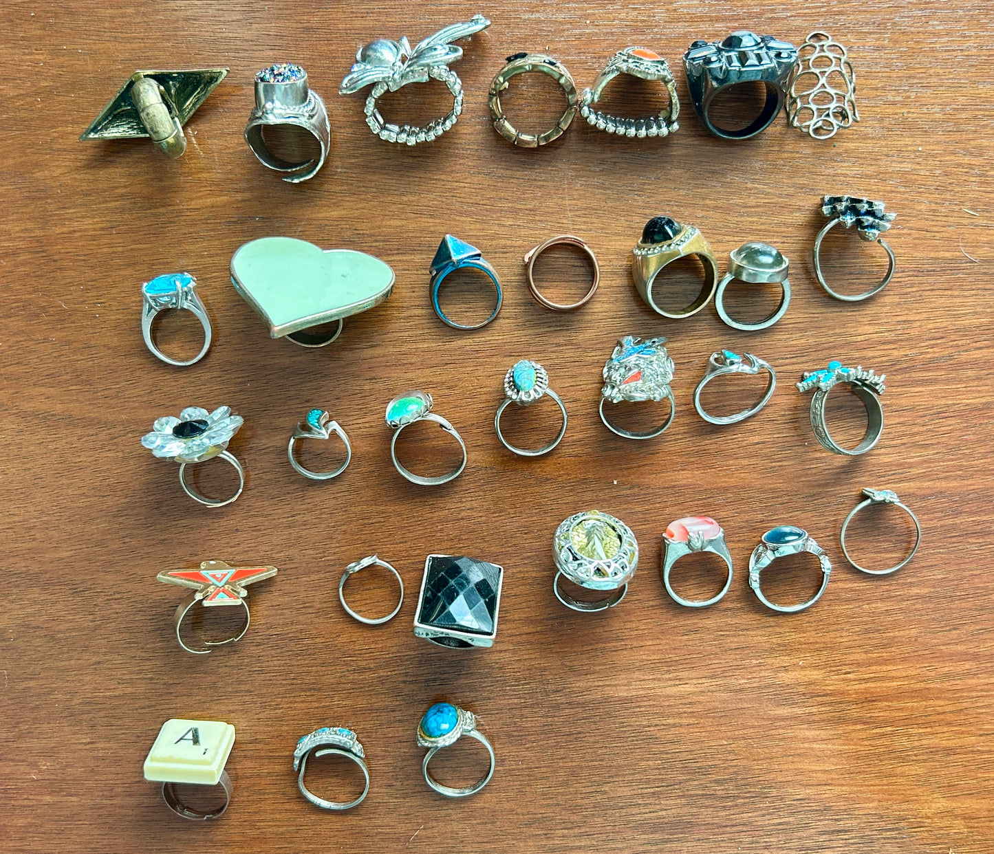 Vintage to Now Fashion Costume Cocktail Ring Lot Southwest Faux Turquoise & More