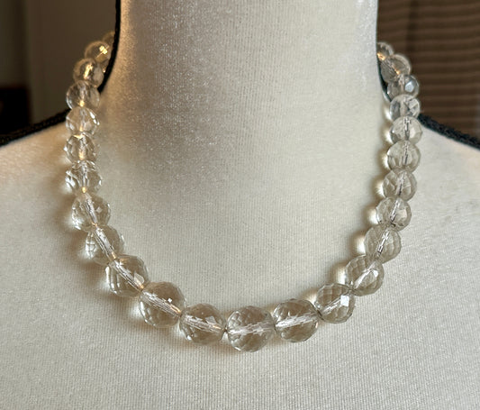 Vintage Faceted Glass Bead Graduating Size Single Strand Necklace Adjustable