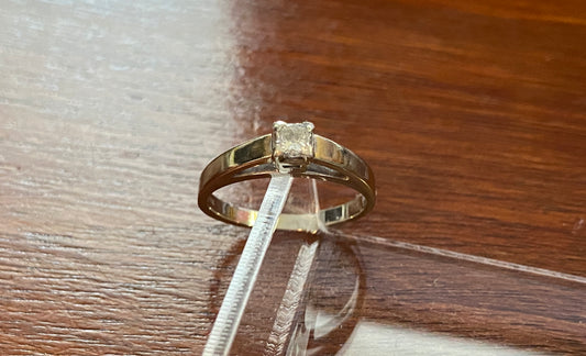 Vintage 14k White Gold Magicglo .28ct Princess Cut Diamond Ring Sz 6.75