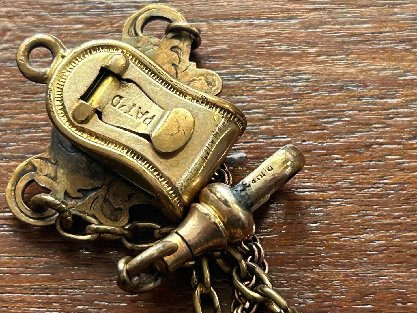 Vintage Antique Gold Filled Pocket Watch Chain Fob Clip