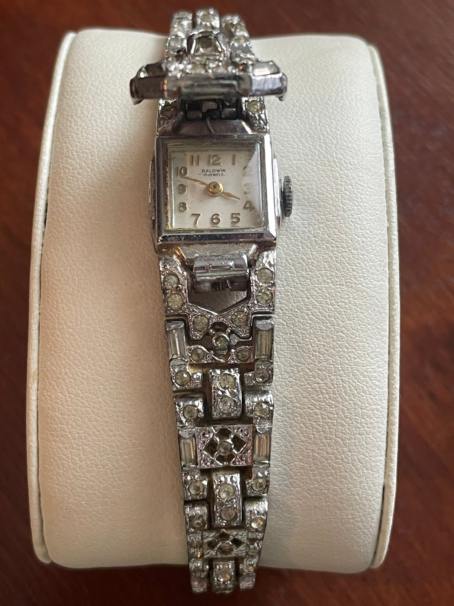 Vintage Art Deco Baldwin Women's Wrist Watch Silver Tone 17 Jewels