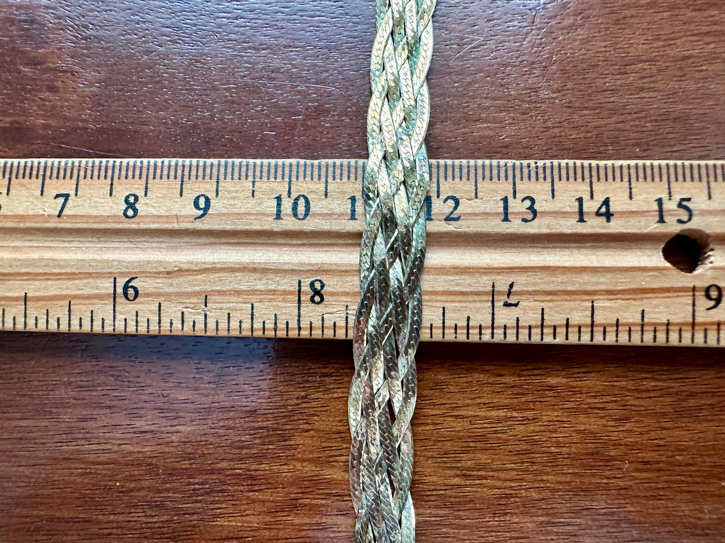 Gold Plate over Sterling Silver 925 Woven Braided 16" x 8mm Long Collar Necklace