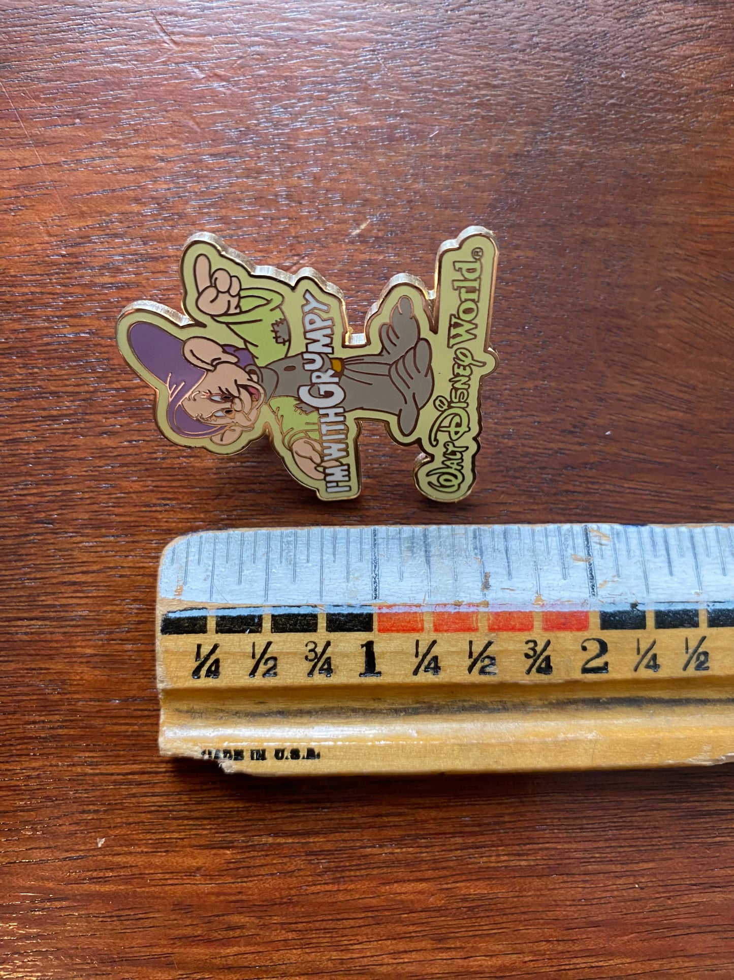 Disney Enamel Green Painted Dopey I'm With Grumpy Collectible Pin Brooch