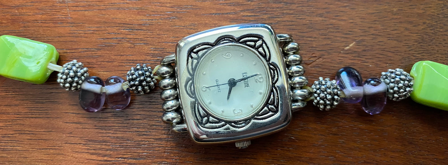 Glass Art Bead Quartz Watch BROKEN