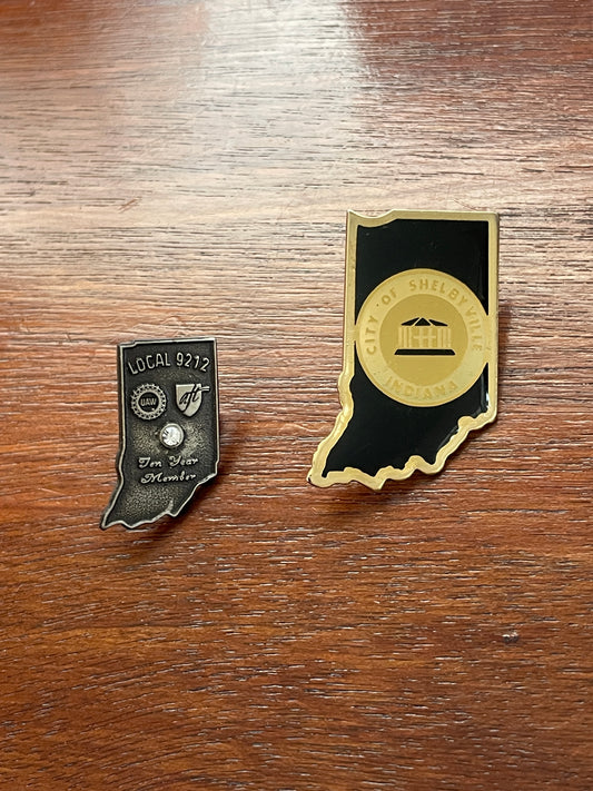 Vintage City of Shelbyville & Local UAW Indiana Hat & Lapel Pins