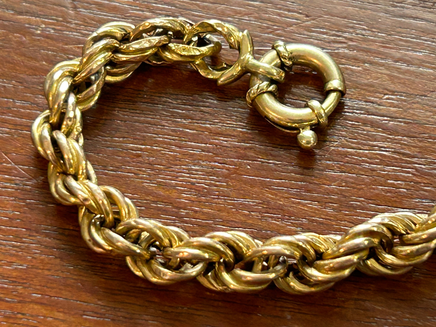 14k Yellow Gold Chunky Bracelet Large Clasp Twist Chain