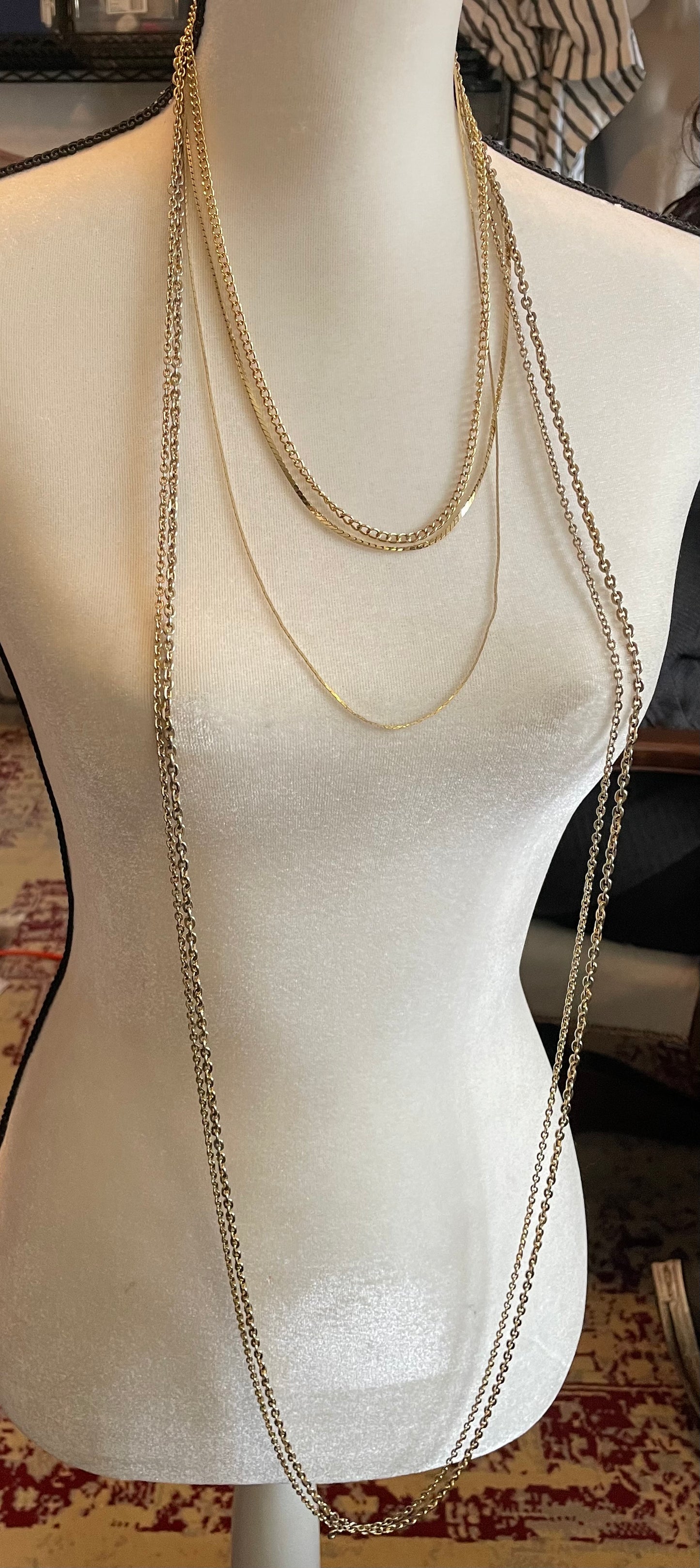 Lot of Gold Tone Chain Necklace Varying Lengths