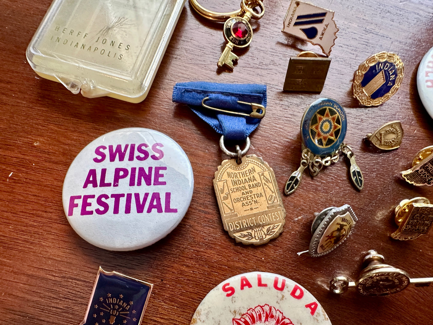 Vintage State of Indiana Lot Souvenir Pinbacks Medals Lapel Pins Pinbacks & More