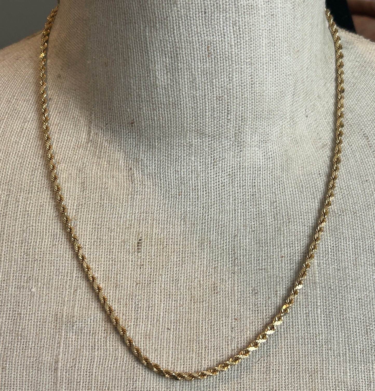 14k Yellow Gold Twist Rope Chain Necklace 20" Long x 3mm 5g