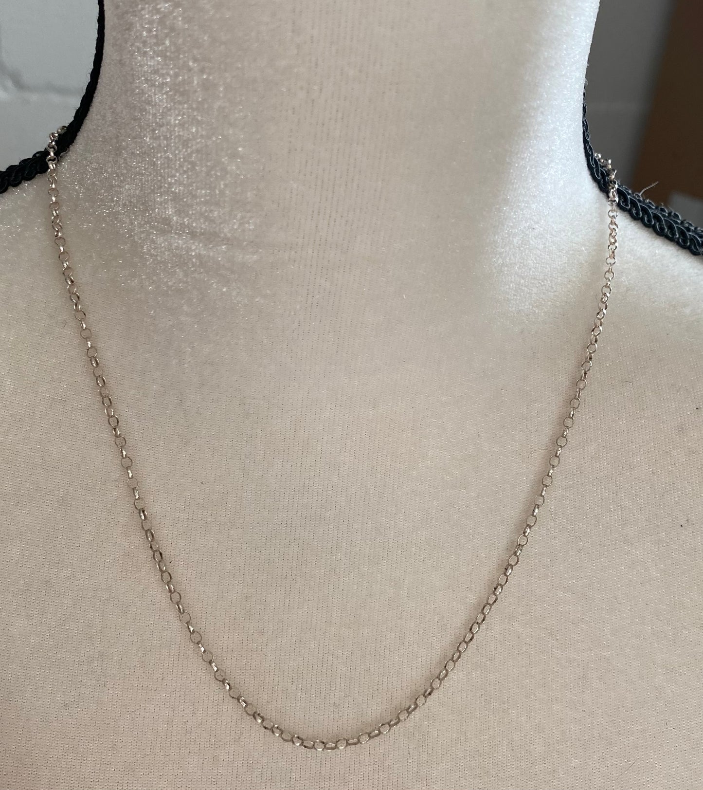 Sterling Silver 925 Rolo Chain Necklace 19" Long