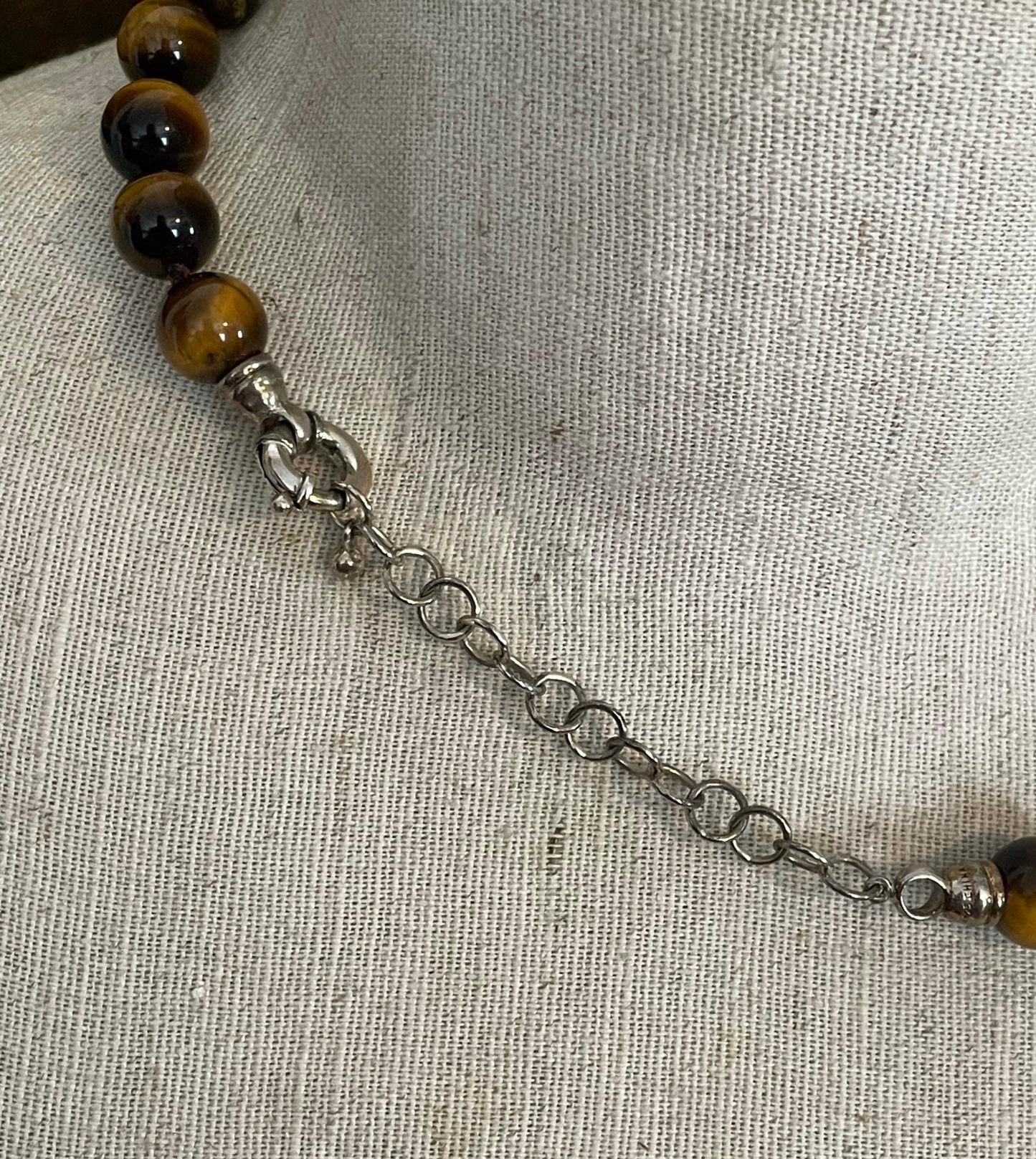 Whitney Kelly WK 925 Sterling Silver & Tiger Eye Beaded Ball 10mm Necklace 18"