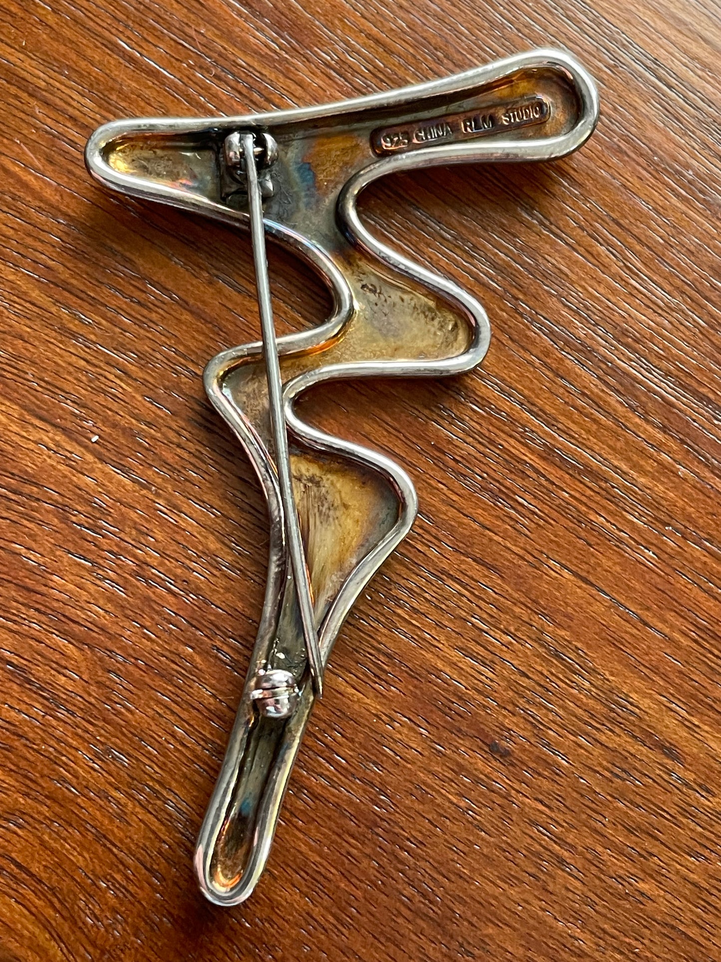 Vintage Robert Lee Morris RLM Sterling Silver 925 Squiggle Brooch Lapel Pin