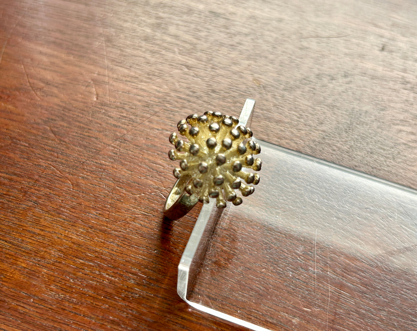 Silver Tone Sputnik Cocktail Style Ring Sz 8.75