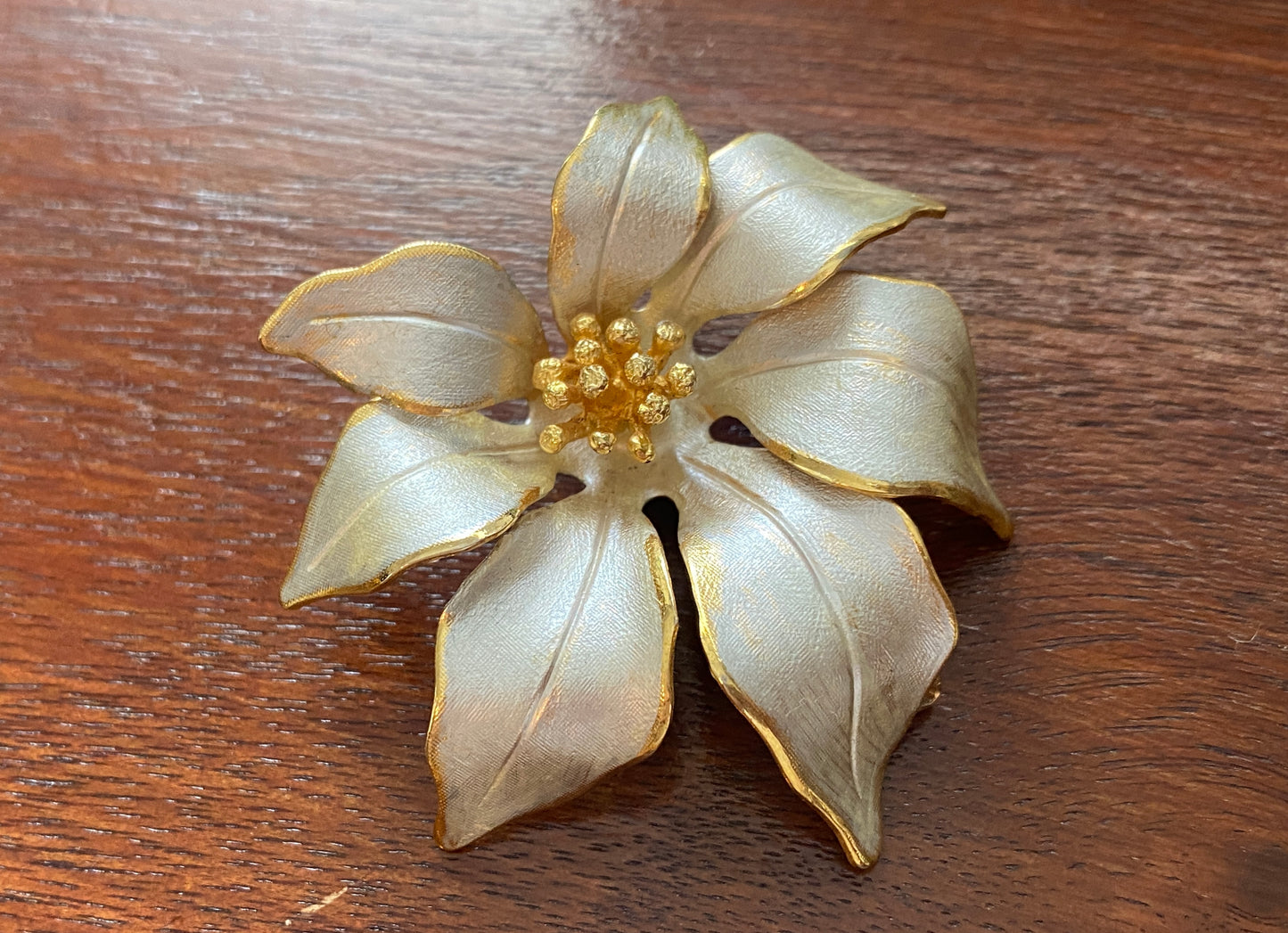 Vintage Signed Cerrito Silver Gold Tone Metal Flower Brooch Pin