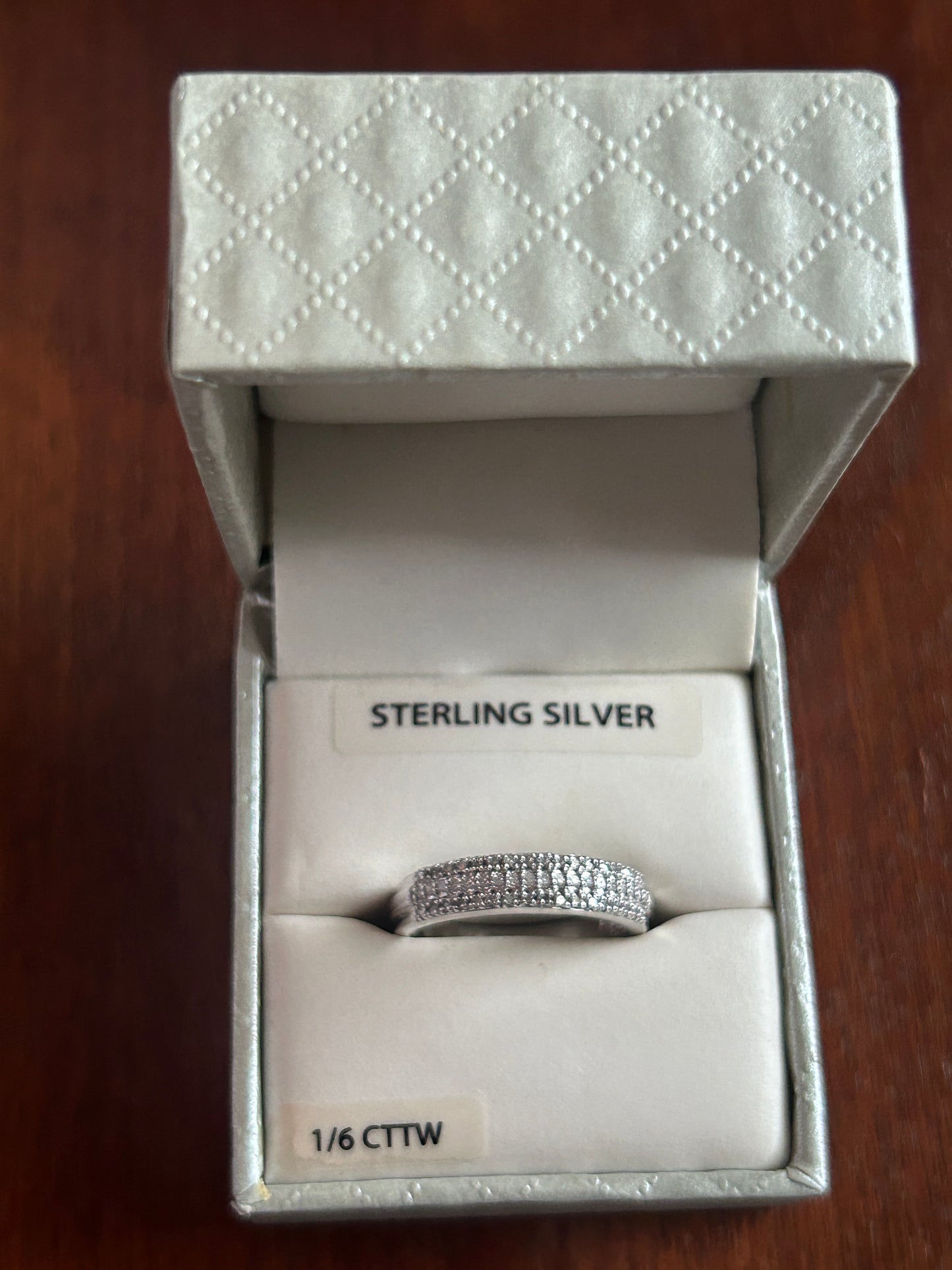 Sterling Silver 925 1/6cttw Diamond Band Ring Sz 6.75