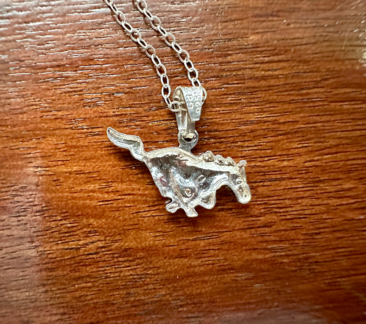 Sterling Silver 925 Chain Link Horse Pendant Necklace 18" Long