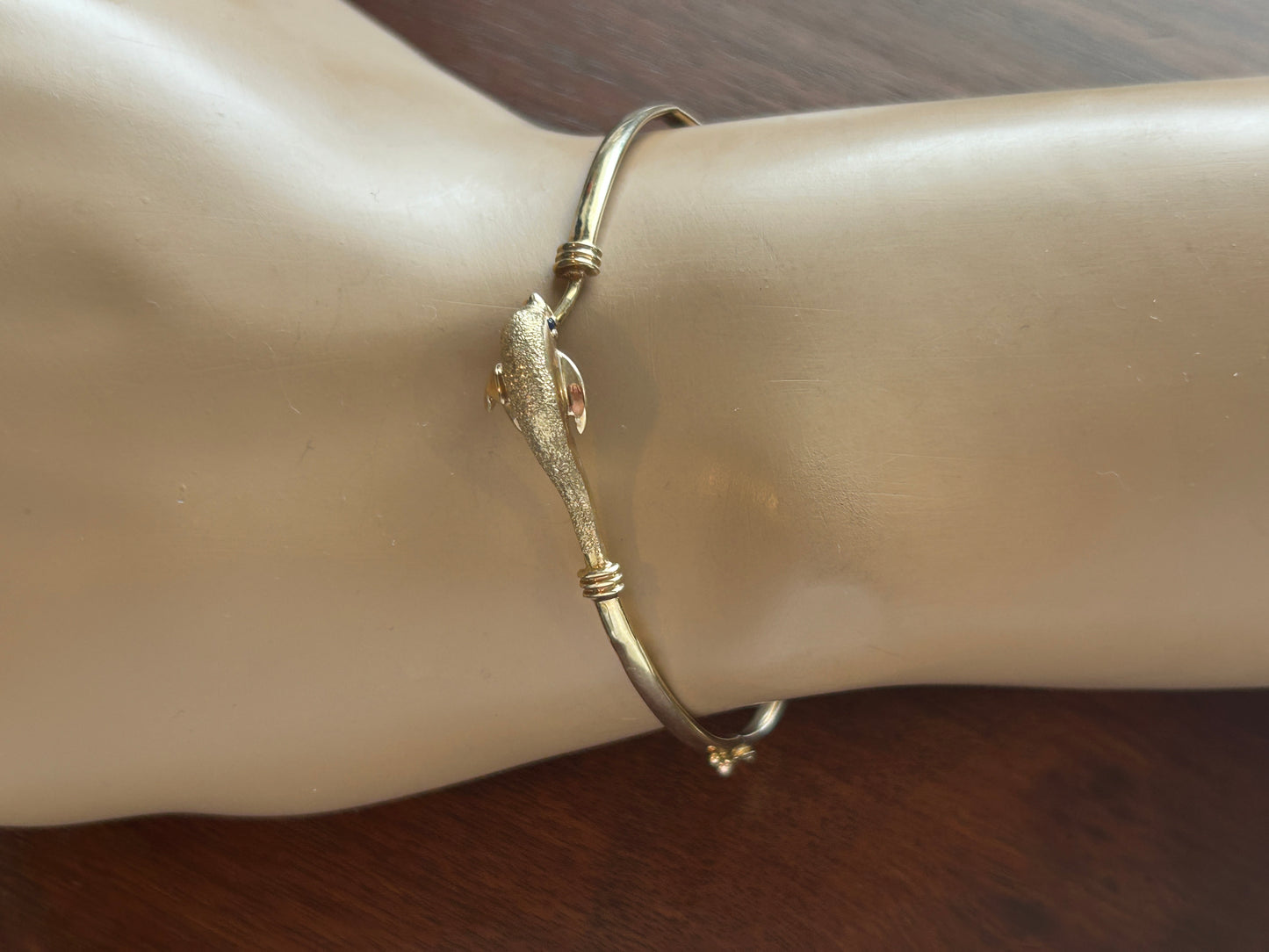 10k Yellow Gold Koi Fish Bangle Bracelet