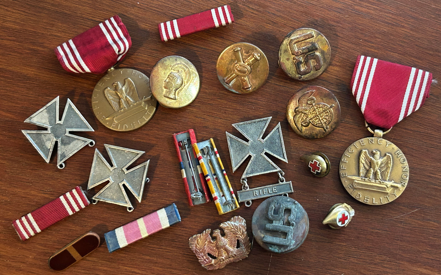 Mixed Lot of Vintage Military Badges Ribbons Buttons